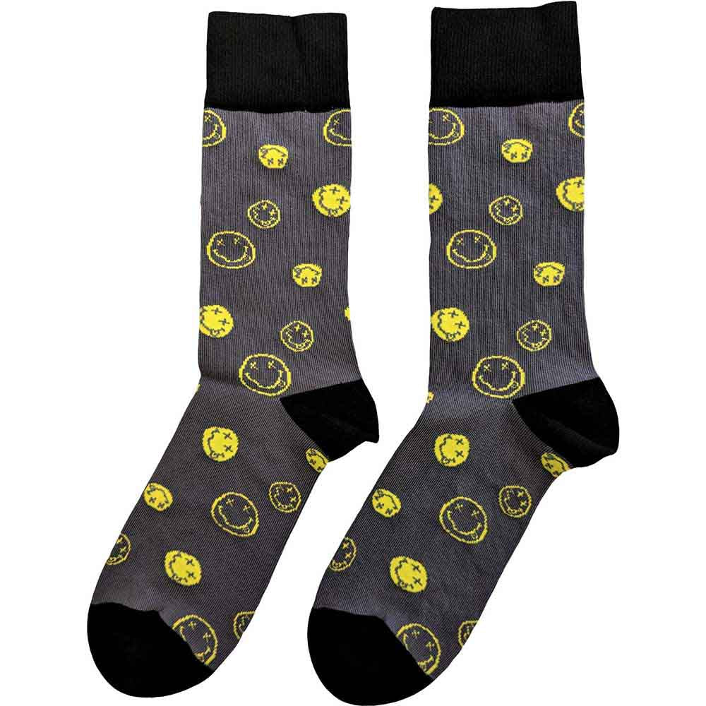 Image of Nirvana Unisex Ankle Socks: Mixed Happy Faces Rock Off